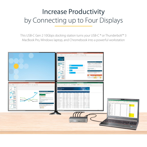 ESTAÇÃO DE ANCORAGEM  Startech USBC 4X DP/HDMI 