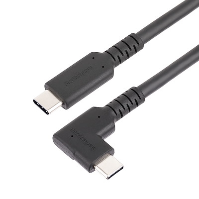 Cabo USB-C de 1 m (3 pés), ângulo reto, USB 10 Gbps, fornecimento de energia de 100 W (5 A), modo alternativo DP 8K 60 Hz / 4K 144 Hz, cabo USB C robusto - compatível com Thunderbolt - RUSB31CC1MBR