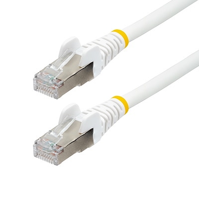 Cabo Ethernet CAT6a de 1,5 m - Branco - Baixa Fumaça e Sem Halogênio (LSZH) - 10 GbE 500 MHz 100 W PoE++ Snagless RJ-45 com Aliviadores de Tensão Cabo de Conexão de Rede S/FTP