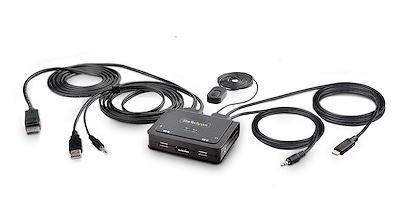 Switch KVM StarTech com cabo DisplayPort USB-C híbrido de 2 portas