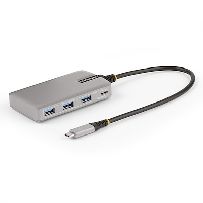 Hub USB-C de 4 portas com saída de vídeo USB-C DP Alt Mode 4K 60 Hz - 3x USB-A, 1x USB Tipo C, passagem de energia de 100 W, USB 3.2 10 Gbps, cabo de 30 cm, hub USB portátil
