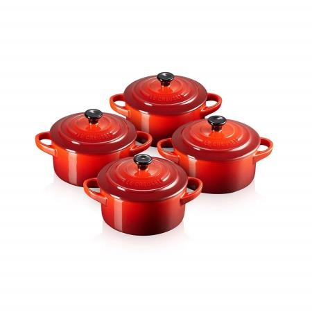 LE CREUSET - Set 4 Mini Cocotte Cereja P/N 10cm 79212100600100