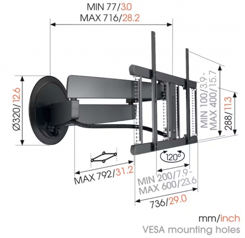 Suporte Eletrônico de Parede Vogel's SIGNATURE MotionMount TVM 7675 para TV de 40" a 77"
