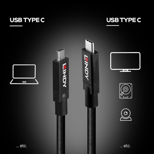 Cabo Lindy USB 3.2 ativo de 3 m 10 Gbps C/C