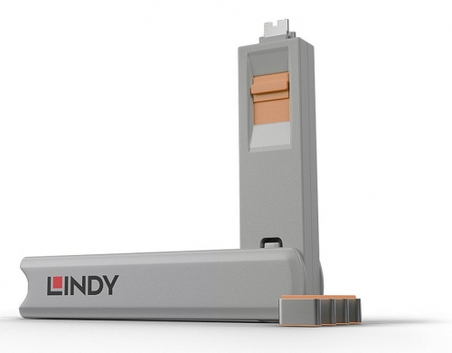LNDY Bloqueador de porta USB C, 4 unidades + chave, laranja, 40428
