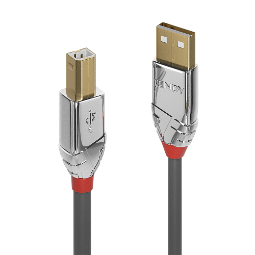 Cabo USB 2.0 Tipo A para B de 2m, Linha Cromo