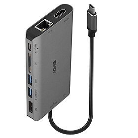 DST-Mini XT, mini estação de acoplamento para laptop USB-C com tela única (4K) ou tela dupla (Full HD) e carregamento de passagem de 100 W