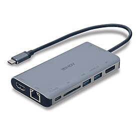 DST-Mini XT, mini estação de acoplamento para laptop USB-C com tela única (4K) ou tela dupla (Full HD) e carregamento de passagem de 100 W