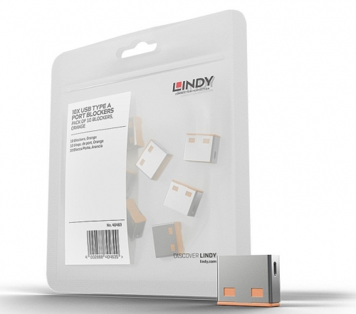 LINDY Bloqueadores de porta USB A, 10 unidades, laranja, 40463