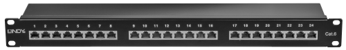 Patch Panel Cat.6 24p STP 1U, Preto