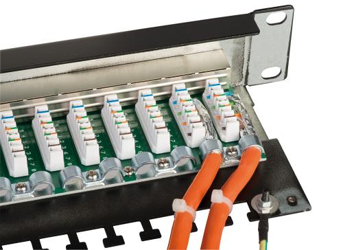 Patch Panel Cat.6 24p STP 1U, Preto