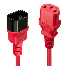 Cabo de extensão de rede elétrica C14 para C13 de 0,5 m, vermelho