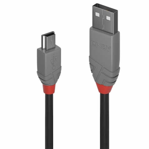 Cabo USB 0,5 m USB 2.0 USB A Mini-USB B Preto, Cinza Lindy 36721
