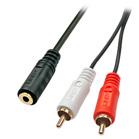 Cabo adaptador de áudio/vídeo - 3,5 mm fêmea/2x RCA fono macho