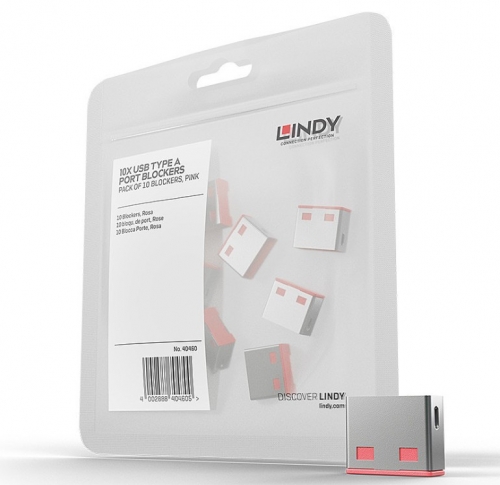 LINDY Bloqueadores de porta USB A, 10 unidades, rosa, 40460