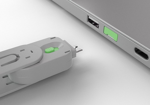 LINDY Bloqueador de porta USB A, 4 unidades verde + chave, 40451