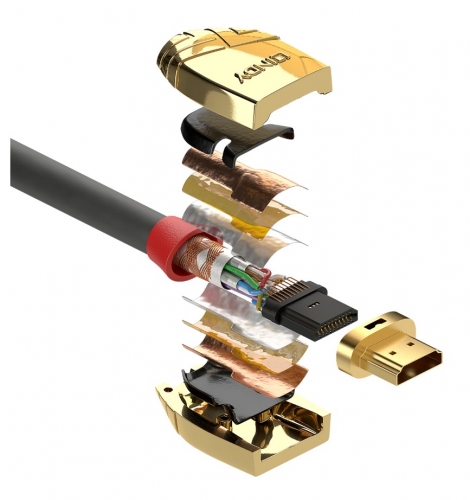 Cabo Lindy HDMI padrão de 10 m, linha dourado