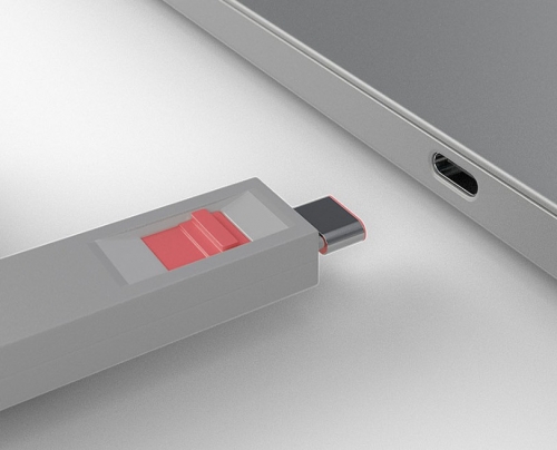 LINDY Bloqueador de porta USB C, 4 unidades + chave, rosa, 40425