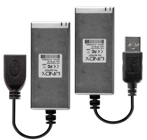 LINDY Extensor USB 2.0 de fibra óptica de 200 m, 42702