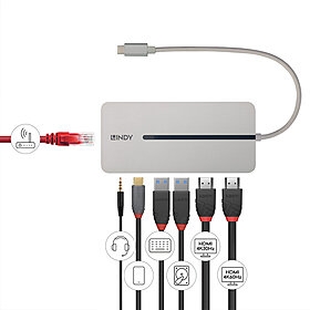 DST-Mx Duo, estação de acoplamento USB-C para laptop/MacBook mini com tela dupla (4K) e carregamento de passagem de 100 W