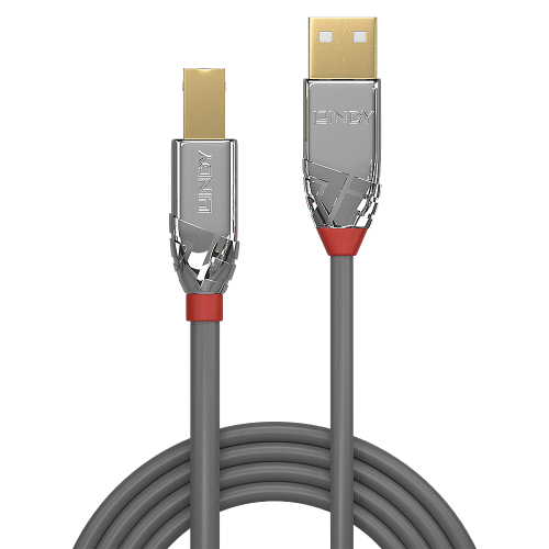 Cabo USB 2.0 Tipo A para B de 3m, Linha Cromo