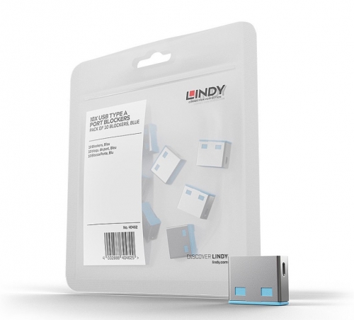LINDY Bloqueadores de porta USB A, 10 unidades, azul, 40462