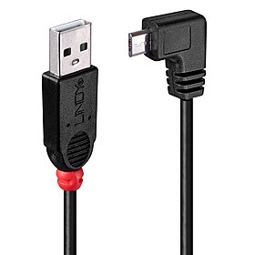 Cabo USB 2.0 tipo A para micro-B de 1 m, ângulo reto de 90 graus