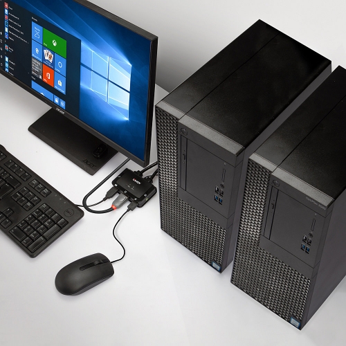 Switch KVM DisplayPort 1.2 de 2 portas, USB 2.0 e cabo de áudio