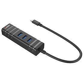 Hub USB 3.2 tipo C e conversor Gigabit Ethernet