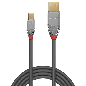 Cabo USB 2.0 Tipo A para Mini-B de 7,5 m, Linha Cromo
