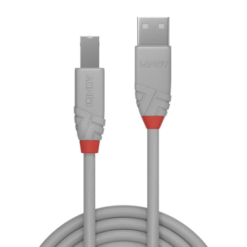Cabo USB 2.0 Tipo A para B de 1m, Linha Anthra, Cinza