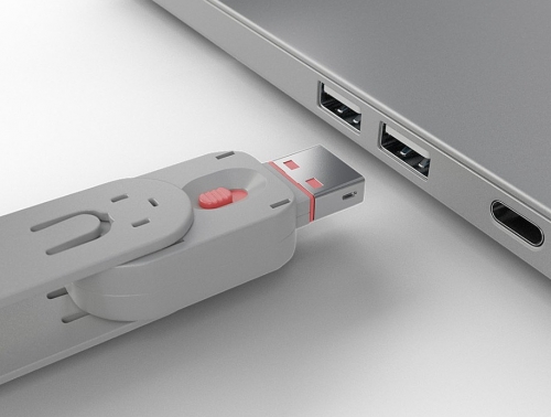LINDY Bloqueador de porta USB A, 4 peças rosa + chave, 40450