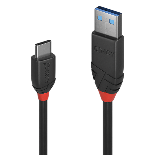 Cabo USB 3.2 tipo A para C de 1,5 m, 10 Gbps, linha preta