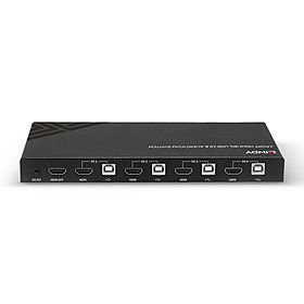 4 portas HDMI 4K60, USB 2.0 e switch KVM de áudio