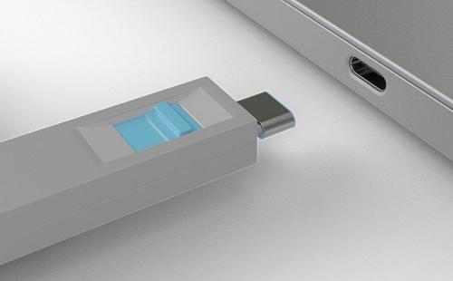 LINDY Bloqueador de porta USB C 4 peças + chave, azul, 40465