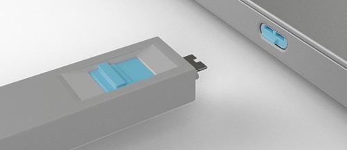 LINDY Bloqueador de porta USB C 4 peças + chave, azul, 40465