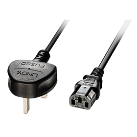 Cabo de alimentação 3m UK de 3 pinos para C13