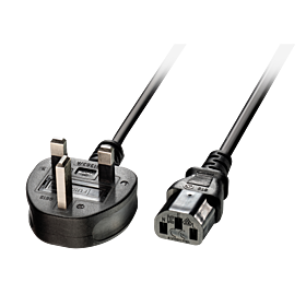 Cabo de alimentação 3m UK de 3 pinos para C13