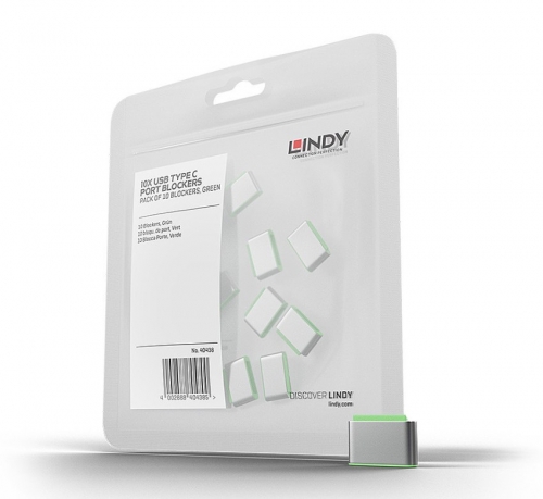 LINDY Bloqueadores de porta USB C, 10 unidades, verde, 40438