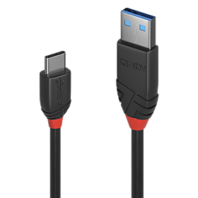 Cabo USB 3.2 tipo A para C de 1 m, 10 Gbps, linha preta