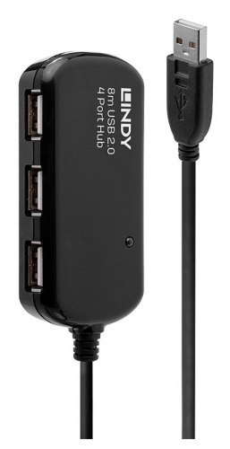 Hub Pro Lindy de extensão ativa USB 2.0 de 8 m