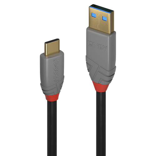 Cabo USB 3.2 Tipo A para C de 0,5m, 10Gbps, 5A, PD, Linha Anthra