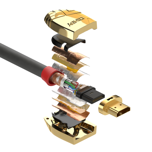Cabo HDMI de alta velocidade de 7,5 m, linha dourada