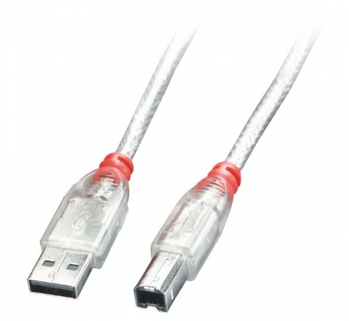 Cabo USB 2.0 tipo A para B de 3 m, transparente