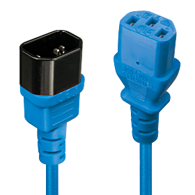 Cabo de extensão de rede elétrica C14 para C13 de 0,5 m, azul