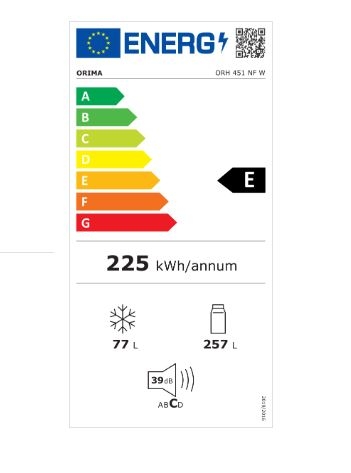 Frigorífico 2 Portas com Congelador Orima ORH-451-NFW 334L Classe E