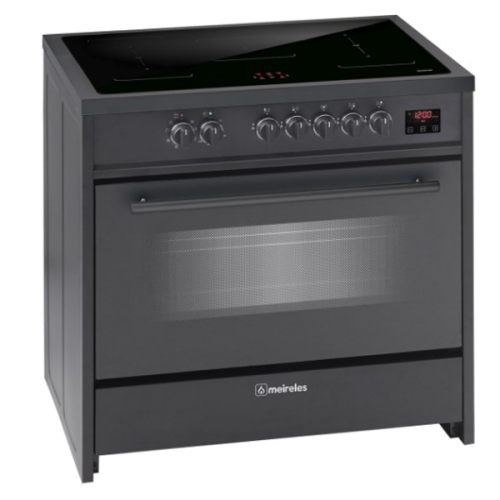 MEIRELES Fogão Elétrico E 913 BL Altura: 89 Largura: 90 Profundidade: 60  Cap.(L): 121 Cor: Preto