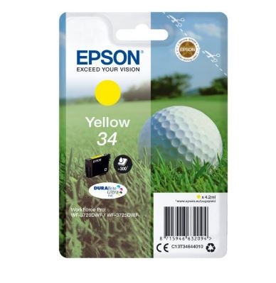 Epson 34 - 4.2 ml - amarelo - original - tinteiro - para WorkForce Pro WF-3720, WF-3720DWF, WF-3725DWF
