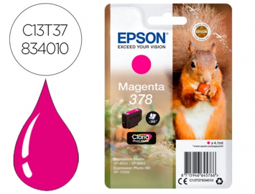 Epson 378 - 4.1 ml - magenta - original - blister - tinteiro - para Expression Home XP-8605, 8606, Expression Home HD XP-15000, Expression Photo XP-8505, 8700