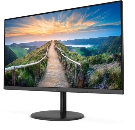 AOC Q24V4EA - Monitor LED - 24" (23.8" visível) - 2560 x 1440 QHD @ 75 Hz - IPS - 250 cd/m² - 1000:1 - 4 ms - HDMI, DisplayPort - altifalantes - preto